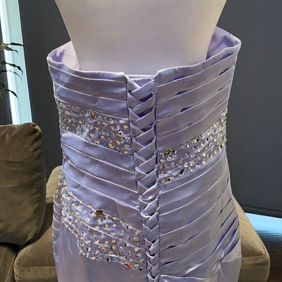 Women’s Strapless Lilac/Silver Formal Prom Party Dress Corset Back Size 16 *READ - Picture 3 of 11